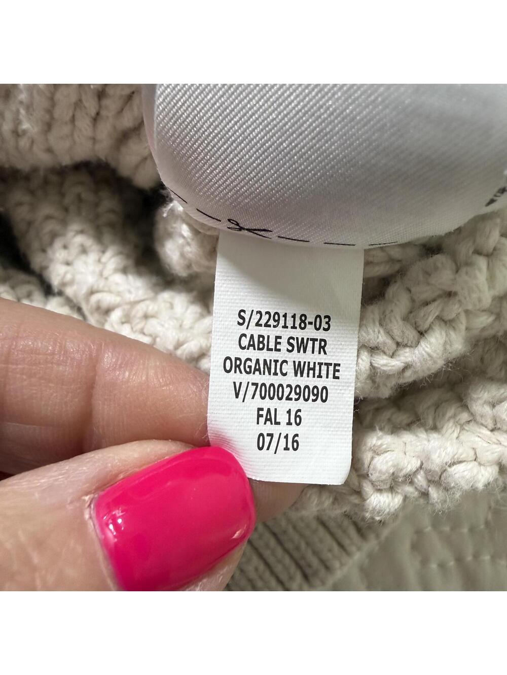 GAP Child Size M Organic Off White Cable Knit Sweater 100% Cotton‎ CabinCore - Picture 5 of 7
